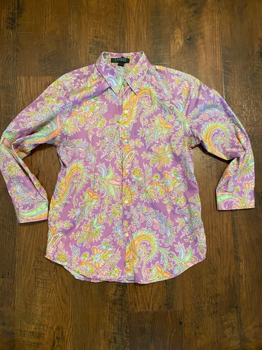 Lauren Ralph Lauren Shirt Blouse Cotton Sz M Casual
